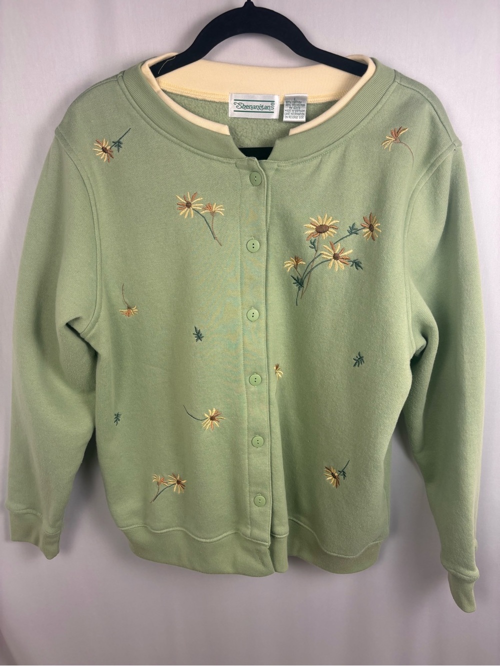 Vintage Shenanigans Floral Grandma Sweater Sage Green Grannycore L